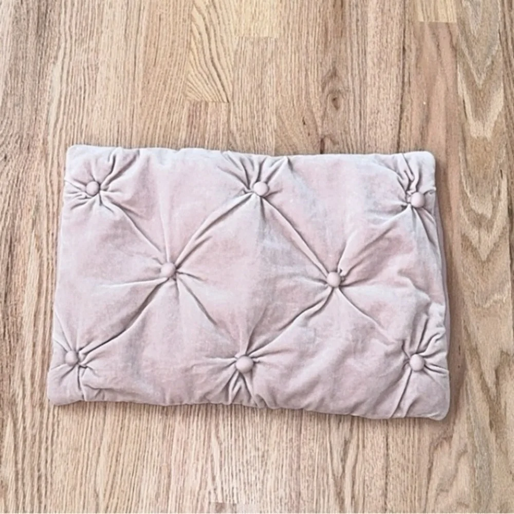 Set of 3 Restoration Hardware‎ Teen Blush Pink Cotton Velvet Tufted Shams